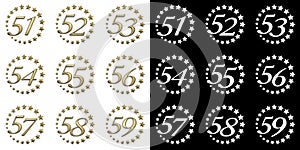 Set of numbers from fifty-one to fifty-nine