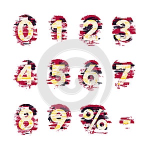 set of numbers in graffiti style, white background