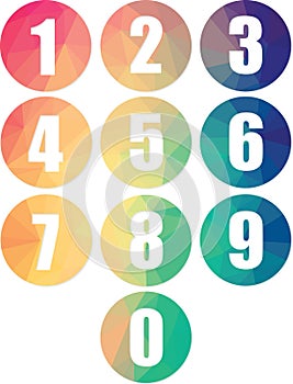 Set of numbers modern colorful web icons isolated numerical vectors