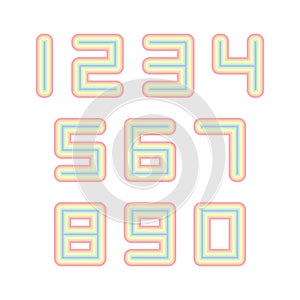 Set of numbers with rainbow typography design elements