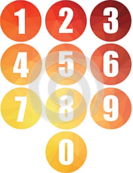 Set of numbers round web buttons isolated vector icons