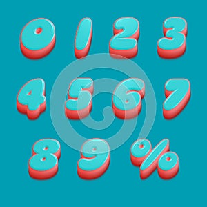 set of numbers and symbols, 3d rendering