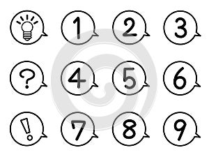 A set of numbers and symbols in speech balloons