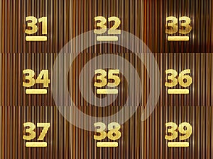 Set of numbers from thirty-one to thirty-nine
