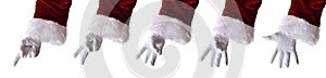 Set numerical gestures with hands of traditionally dressed Santa Claus