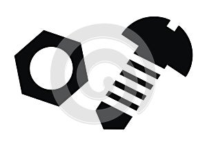 Set of nut and bolt, black sing, eps.