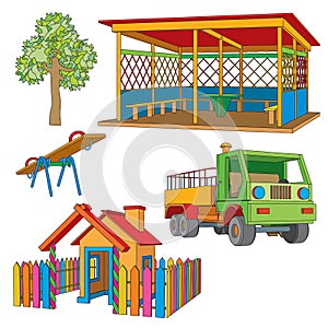 Set of objects for children\'s playground