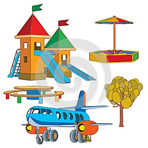 Set of objects for children\'s playground