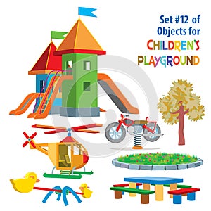 Set of objects for children's playground. Vector illustration