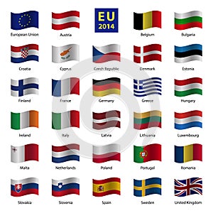 Set od European Union country flags