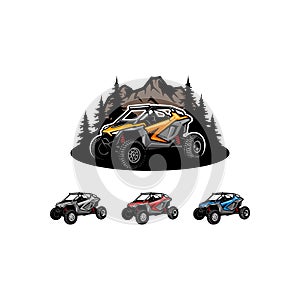 set of off road adventure atv - utv - buggy isolated vector