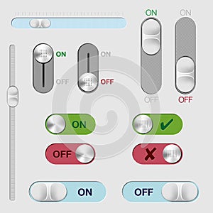 Set of ON/OFF switch buttons and rollovers