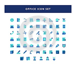 Set of Office icon with flat style design vector