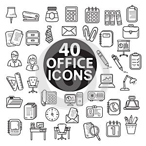 Set of office icons. Vector illustration decorative design