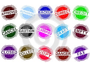 Set of 15 Office Stamps grunge style