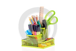 set of office tools isolated on the white background photo