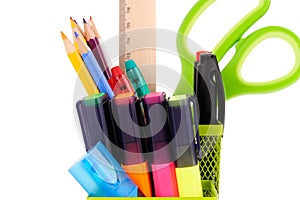 set of office tools isolated on the white background photo
