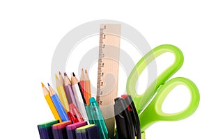 set of office tools isolated on the white background photo