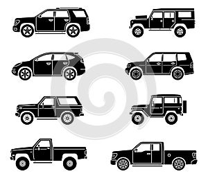 Set of offroad suv cars