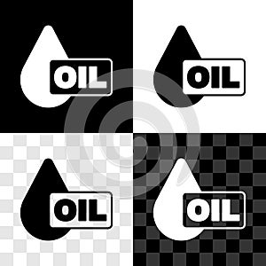 Set Oil drop icon isolated on black and white, transparent background. Vector