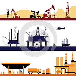 Set of Oil and Gas Energy Industry Landscape