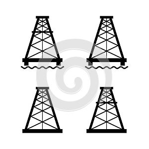 Set of oil rig flat graphic icon, fuel platform industry tower gas sign, vector illustration