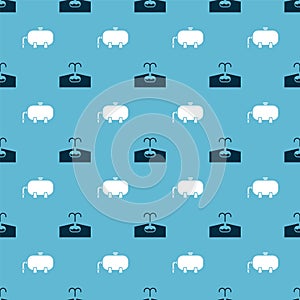 Set Oilfield and Oil industrial factory building on seamless pattern. Vector