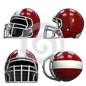 Set of Old American Football Helmets