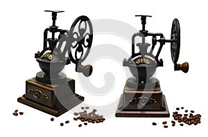 Set with old coffee-grinder