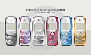 Set of Old  colorful Retro Mobile Phones - Vector Design