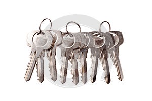 Set of old house keys isolated on the white