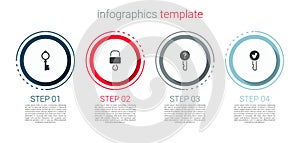 Set Old key, Lock and, Undefined and Key. Business infographic template. Vector