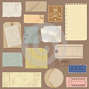 Set of Old paper objects photo