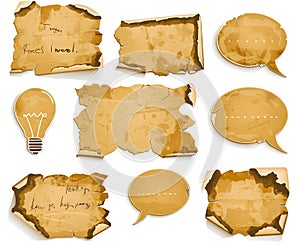 Set of old paper speech bubbles