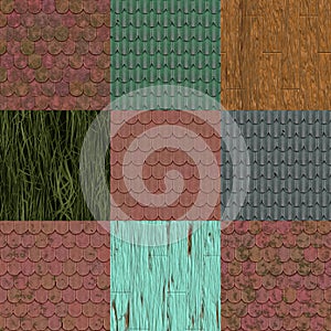Set of old roof seamless generated textures