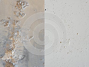 Old Demaged Concrete Backgrounds. Gray and Beige Cement Walls. photo