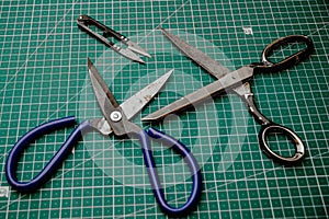 set of old scissors for tailor. set old scissors