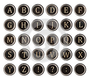 Set of old typewriter keys