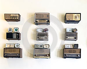 Set of oldie radios and clock