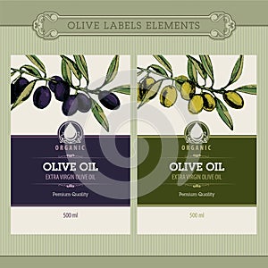 Set of olive oil labels