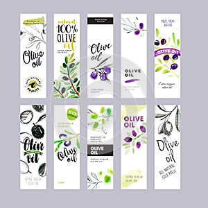 Set of olive oil labels