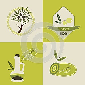 Set of olive oil logos