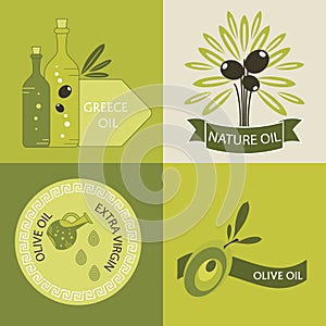 Set of olive oil logos