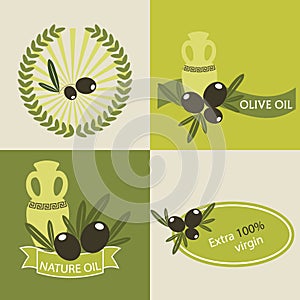 Set of olive oil logos