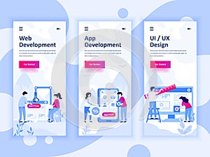 Set of onboarding screens user interface kit for Web and App Development, UI Design, mobile app templates concept