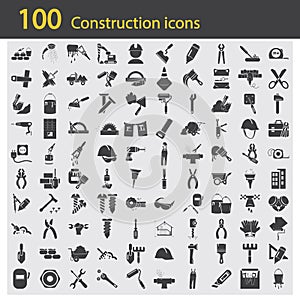 Set of one hundred construction icons