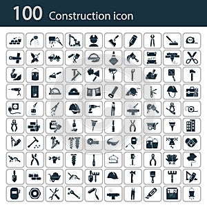 Set of one hundred construction icons