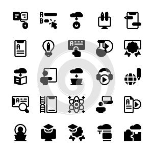Set of Online Education  Online Learning  Webinar Glyph style icon - vector
