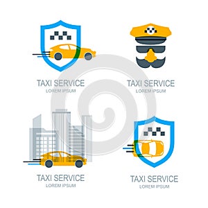 Set of online taxi service logo, icons and symbol.