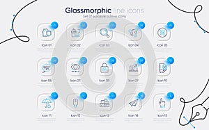 Set of Online voting, Food delivery and Scroll down line icons for web app. Pictogram icon. Vector